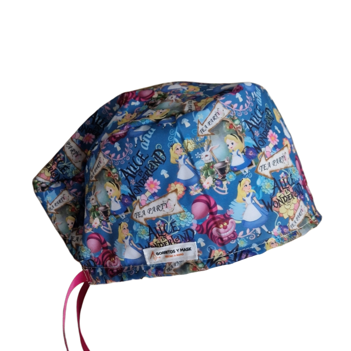 Gorro quirúrgico de algodón inspirado en Alicia en el País de las Maravillas