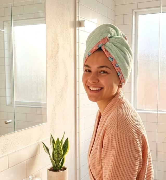 Toalla Turbante Azul amapolas Edición Limitada