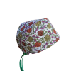 Gorro quirúrgico Divali Flor de algodón 100% cretona con estampado floral, disponible para pelo corto o largo, cómodo, transpirable y ajustable.