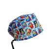 Gorro quirúrgico Minions Marvel y Superhéroes de poliéster fino para personal sanitario, disponible para pelo corto y pelo largo con ajuste cómodo y seguro.