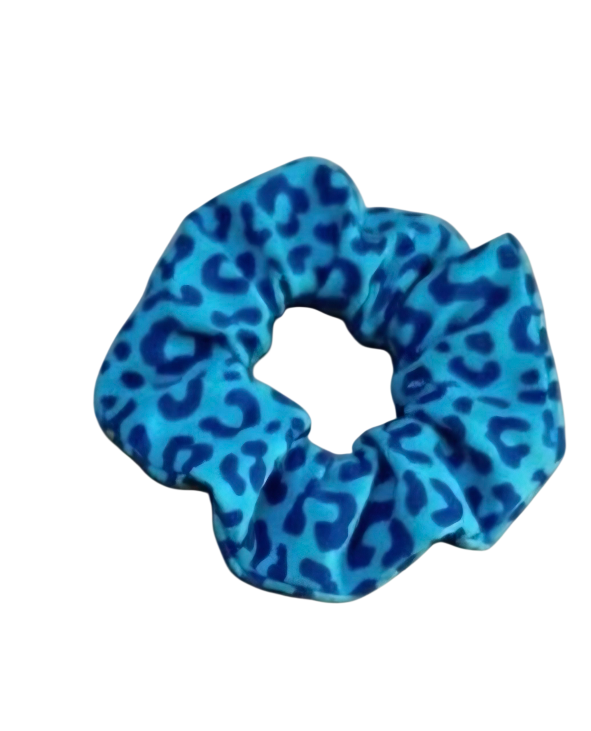 Scrunchie Animal Print Azul Hecho a Mano Irresistible